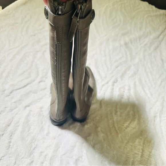 Sam Edelman Size 6.5M Taupe Penny Riding Boots Leather Equestrian Grey Zip Back - Picture 5 of 16